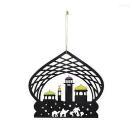 Dekorative Figuren Schloss Ornament Holzschloss-inspiriertes Hängen mit lanyard Feiertagstür Anhänger DIY-Handwerk für Eid al-Fitr Party Festival