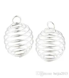 100pcslot Silver Plated charms Spiral Bead Cages Pendants Findings 9x13mm Jewelry making DIY7841054