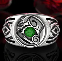 S925 Sterling Silver Celtic Knotic Ring Anello di moda Vintage Vichingo Gioielli Animali EMERICI Diamond Diamond Nordic Wolf PA5651921