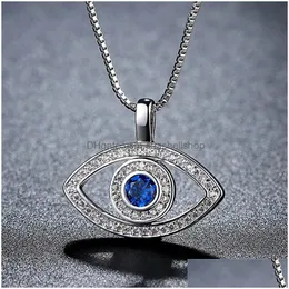 Подвесные ожерелья синий злой глаз ожерелье роскошные хрустальные клавиши Cz Sier Gold Jewelry Третий циркон мода на день рождения доставка Dhaxf