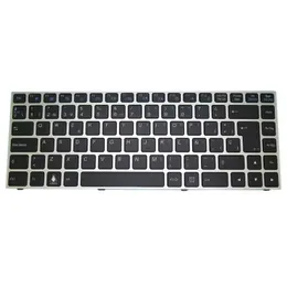 Tastiera retroilluminata per laptop per Clevo P640 MP-13C26E0J43069 6-80-N13B0-161-1S2 Spanish SP Silver Frame