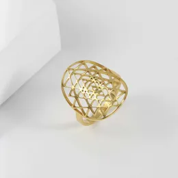 Anéis de casamento skyrim sri yantra anel de meditação mulher mulher aço inoxidável cor de ouro geométrico anéis de dedos ajustáveis ​​2024 Presente de joias