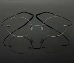 Säljer Steve Jobs Star Style Ultralight Memory Titanium Spectacle Frames Rimless Round Myopia glasögon Optiska glasögon FRA7173900