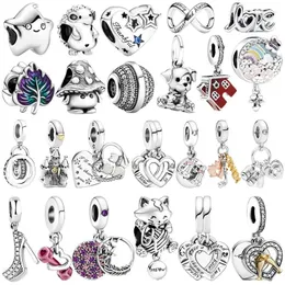 Lose Edelsteine 925 Sterling Silber miteinander verbundener Schwester Herzen Split Charm DIY Feine Perlen passen original Anhänger Charms Armband für Frauen Schmuck