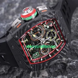 RM Luksusowe zegarki mechaniczne młyn młyny męski RM65-01 TPT Black Carbon Fibre pokrętło 43,15 x 49,95 mm podwójna igła STTD