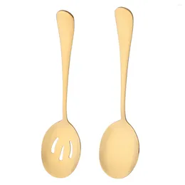 Conjuntos de utensílios de jantar 2pcs Servindo colher conjunto espelho Salada de aço inoxidável Sopa Sopa para jantar Homary Public Kitchen Tableware