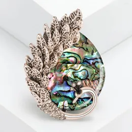Brosches mode trend smycken vintage kreativ skal påfågel brosch naturlig abalon stift kvinnor elegant djur badge bukett corsage