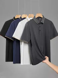 Men's T-Shirts Summer Men Polo Shirt 2024 New Classic Short Seve T Breathab Quick Dry Nylon Ice Silk Polos T-shirt Plus Size 8XL H240508