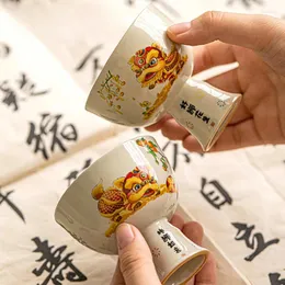 Xícaras picadas de grama e madeira Cinza nacional maré nacional chinês chá de chá de vento simples casas domésticas chá de chá mestre xícara de xícara de chá de xícara de chá