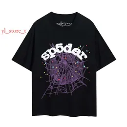 Projektant T-shirt SP5de Men Tshirt Pink Young Thug Spide Web 555 Man Quality Foaming Wzorka drukowania moda Top koszulki krótkie rękawy luksusowe kobiety lato 3885