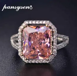 PANSYSEN 100 Solid 925 Silver Rings For Women 10x12mm Pink Spinel Diamond Fine Jewelry Bridal Wedding Engagement Ring6217208