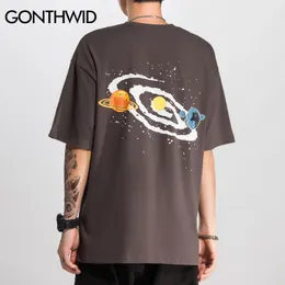 gonthwid 우주 빅뱅 프린트 짧은 소매 tshirts 스트리트웨어 힙합 캐주얼 T 셔츠 남자 패션 여름 히프터 탑 티스 LJ200827 224a