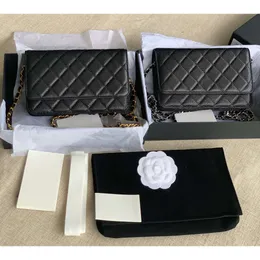10a Superkvalitetskvinnkedja Wallet Real Leather Caviar Lambskin Zipper Mini Woc Shoulder Bag Crossbody S Designers väskor Klassiska hangbagar Purse med Boxbag