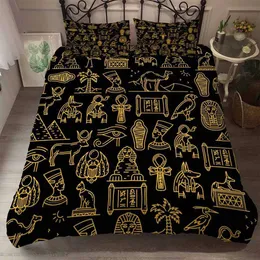 Sängkläder set gamla Egypten lyxiga sängkläder set säng 3D -täcke täcke set full dubbel king säng linne drottning inga ark 200*200 cobre leito casal j240507