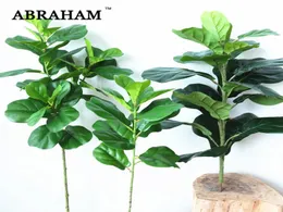 64cm Large Artificial Ficus Tree Branch Faux Palm Leafs Green Plant Tropical Shrub Autumn Decoration Fake Rubber Tree for Home tsT6162137