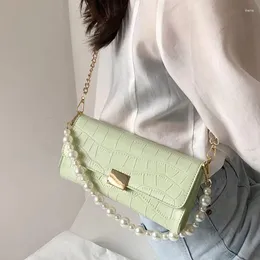 Sagne a tracolla Design di pietra Design della borsa a tracolla da donna 2024 estate piccola borsa per perle verde fresca verde semplice versatile e bellissima