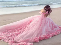 2021 Cloud Pink 3D Flower Rose Wedding Dresses Long Tulle Stuffle Robe de Mariage Abito da sposa ha detto Mhamad4452632