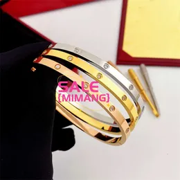 Designer 4 mm sottile designer bracciale di lusso Braggle di moda set 10 diamanti Bracciali da cacciavite per uomini e donne Impegno gioielli dimensioni 16-19 cm Ajaq