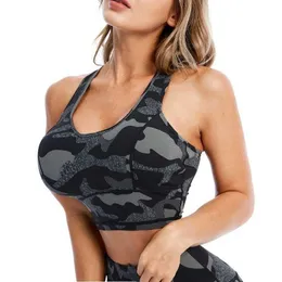 Nuvola di biancheria da biancheria attiva Hide nascondi plus size mimetizzaggio mimetico reggiseno fitness yoga crop top women esercitano biancheria intima camicia da ginnastica sexy che gestisce abbigliamento sportivo d240508