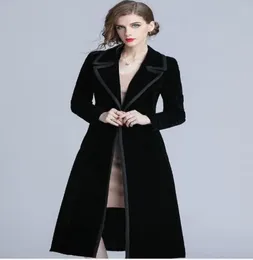 Autumn Fashion Velvet Trench Coat Europe och USA: s nya modelånga Black32794641709800