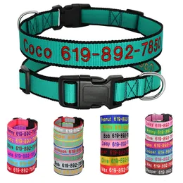 Colar de cães bordados de nylon ajustável Acessórios de identificação personalizados de identificação de gola de estimação para cães pequenos de cães grandes de animais de estimação suprimentos Perro 240508