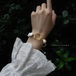 Vintage armband ins utsökta hög nivå känner ljus lyx nisch barock naturligt sötvatten pärlarmband kvinnlig