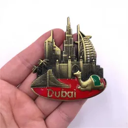 3PCSFRIDGE MAGNETS Dubai Metal Kylskåp klistra in med kreativt brev 3D -kylmagnet segelbåt Hotel Khalifa Tower UAE Tourism Souvenir