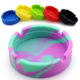 Ashtray Ash Round Silicone Soft Eco-vänligt bricka fodral Lysande bärbar fluorescerande anti-scaling cigaretthållare