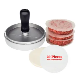 Grills aluminium nonstick Burger Press Hamburger Patty Maker z 100 papierami woskowymi do grillowania grilla hurtowego