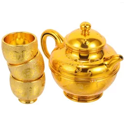 Wine Glasses Tea Cups Set Gifts Worship Alluvial Gold Offering Bowl For Altar Auspicious Adornment