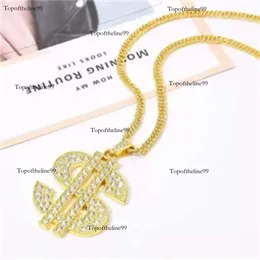 Schmuck Hip Hop Gold Kette Halskette Herren- und Frauen US -Dollar Symbol Diamond Anhänger Originalausgabe