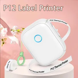 Impressora de adesivo portátil P12 Wireless Bluetooth Continuous Label Pocket Pocket Térmico Rótulo com fita auto-adesiva P12 240430