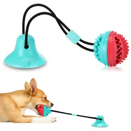 Brinquedos de cachorro interativos Tug of War Ball em vermelho e turquesa para cães de raças grandes, estimulando mentalmente o brinquedo de dentição 240508