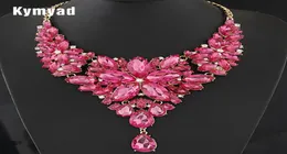 Kymyad Collier Femme Retro Comtint Choker Collece Gold Color Crystal Flower Collectes подвески Maxi Oning Women Collares6176202