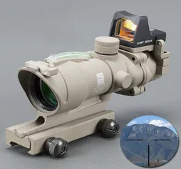 Trijicon ACOG 4X32 Tan taktiksel gerçek fiber optik yeşil aydınlatılmış siyah kırmızı nokta görme av tüfekkopu8205109