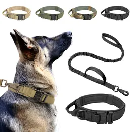 Tactical Dog Collar Militar Ajustável Nylon Duarable chumbo para um grande treinamento de busca de caminhada Acessório Breakaway Rope 240508