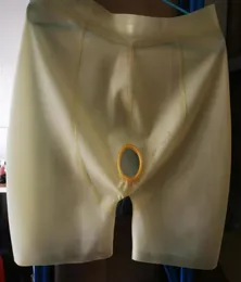 Underpants Design Latex Shorts Boxes Fetish Bermuda Men med Hole For Penis Security Sexiga Safe Pants NaturalUnderpants4161576