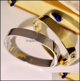 Bangle 3 Farben gegen Buchstaben Edelstahl Fashion Frau Manschuppen Armband Fortgeschrittene Elektroplate 18K Gold Schmuck Geschenk Drop Deliv CSHO5939434