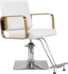 Салоновый стул Стиль Стул Стул с тяжелым гидравлическим насосом, регулируемая высота 360 ° Поворота, максимальная нагрузка 330 фунтов (белый)