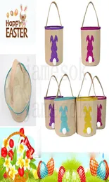 Festive Easter Basket Jute Cotton Bunny Tail Basket Bags Gift Burlap Rabbit Bucket DA2442134234