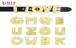 130pcs 8 -миллиметровые золотые цветные буквы Слайд чары английский алфавит AZ FIT браслет браслет имени питомец воротник ошейник LSSL071303008674