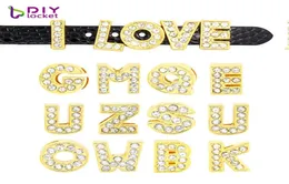 130pcs 8 mm złoty kolor slajdów uroków English Alphabet AZ Fit Bransoletka Opaska Pet Pet Cllar Flar LSSL071303008674