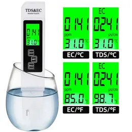 1pc White Digital Water Quality Tester TDS EC medidor Faixa de 0 a 9990 Pureza multifuncional de temperatura Tester de temperatura PPM