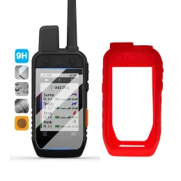 Obejmuje obudowę silikonową ochronę + 9H szklanego szklanego ekranu Folia tarcza dla Garmin Alpha 200i 200 300i Handheld GPS Akcesoria