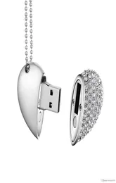 Design Real Capacity Crystal Heart USB 20 Flash Drive Memory Stick 16GB64GB Pendrive With Necklace5766682