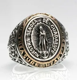 Оригинальный дизайн no Indude Texture Virgin Mary Thai Silver Open Ring Punk Hiphop Charm Chaoren Silver Jewelry220764