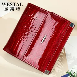 WESTAL2023 New Wallet Genuine Leather Womens Zero Wallet Genuine Leather Womens Handbag Womens Soft Leather Button Bag