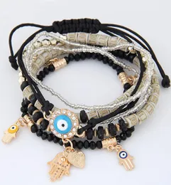 New Kabbalah Fatima Hamsa Hand Evil Eye Charms Bracelets Bangles Multilayer Braided Handmade Beads Pulseras For Women Men3152674