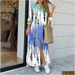 Basic & Casual Dresses 2023 New Spring/Summer Urban Leisure Womens Fashion Shirt Abstract Print Long Dress 240327 Drop Delivery Appar Otlhv