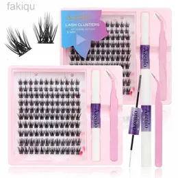 Fałszywe rzęsy 120pcs Zestaw rozszerzenia rzęs DIY Kit Fałszywe rzęsy Poszczególne rzęsy delikatne puszyste rzęsy Zestaw przedłużający się z narzędziami aplikacyjnymi D240508